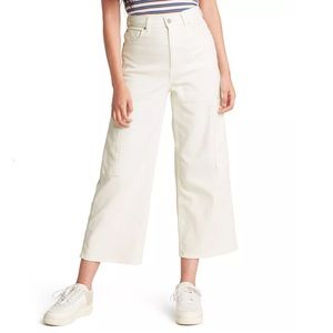White Wide Leg Cropped Levis Jeans